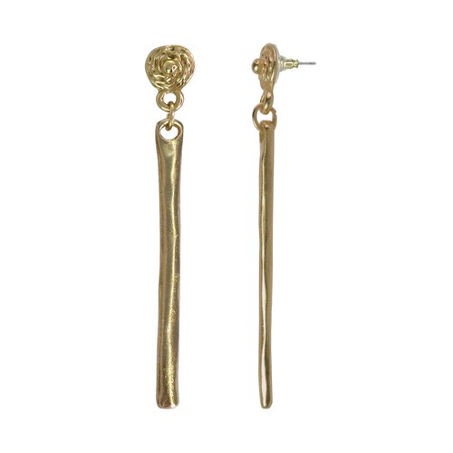 ACROSS THE PUDDLE 24k Gold Plated Pre-Columbian Shaman Staff Dangle Earrings - Picture 2 of 7