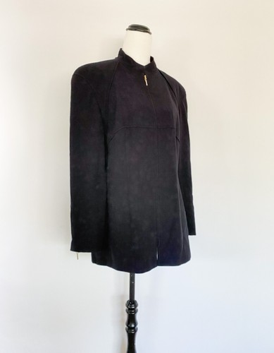 ESCADA wool crepe jacket sz 40, M-L / lightweight zip-cuffs pockets - Picture 3 of 11