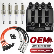 ✅Ignition Coil +4 Spark Plugs + Wires For Jetta Beetle Golf Clasico 2.0L UF484 ✅