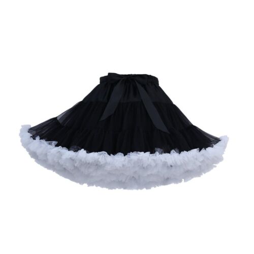 Womens 3-Layered Pleated Tulle Petticoat Tutu Puffy Party Cosplay SkirtBlack+... - Picture 2 of 7