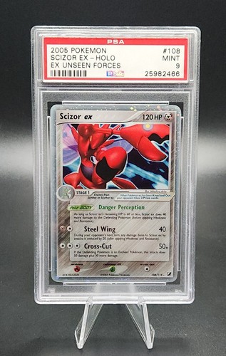 PSA 9 MINT Pokemon Scizor ex 108/115 EX Unseen Forces Ultra Rare Holo 2005