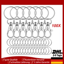 100x Schlüsselringe Karabinerhaken Klein Schlüsselanhänger Drehgelenk Key Rings