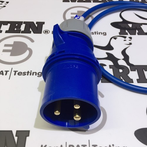 Adaptador Marten® 230V 32a enchufe a toma de acoplador 16a 1 metro cable azul plomo - Imagen 2 de 3
