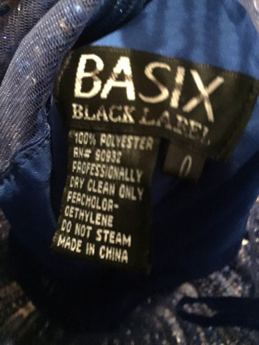 Basix Black Label Blue Sequin Embellished V Neck Dress Size 0 $595 - Picture 10 of 10