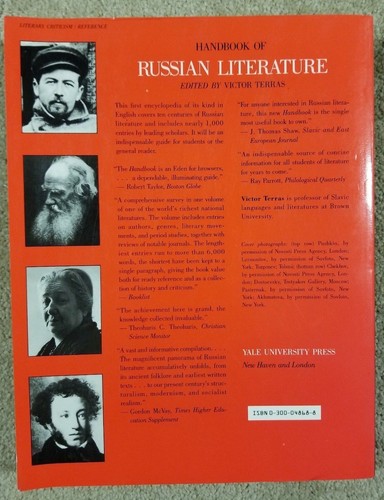 Handbook of Russian Literature Paperback Book Yale In CT(FC-29-4) - Picture 2 of 3