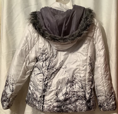 Dollhouse Exclusive Women Hooded Puffed Jacket size XL. Tree Print Design  - Picture 3 of 3