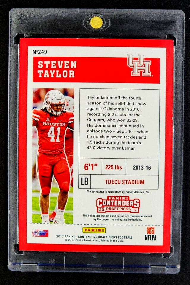 2017 Panini Contenders College Autograph Ticket 249 Steven Taylor Auto RC Rookie - Image 2 of 4