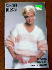 Clark 0314 SWEATER DRESSING 16pg booklet knit crochet 1985 Red Heart
