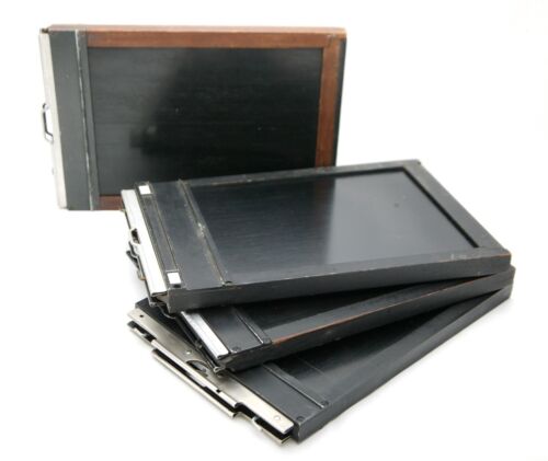 Vintage Four Graflex, Kodak & Lisco 5x7" Wooden Cut Film Holders. Tested. Clean.