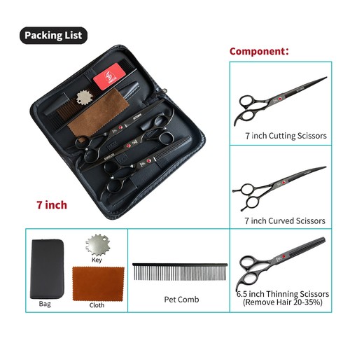 Sangelar 7 inch Complete Pet Grooming Kit,Scissors, Thinning Shears, Comb & Case - Picture 8 of 11