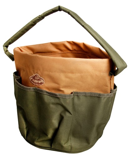 Khaki Brown Gardening Set Bucket Toolbag Kneeling Pad Split Leg Apron Garden Kit - Picture 3 of 6