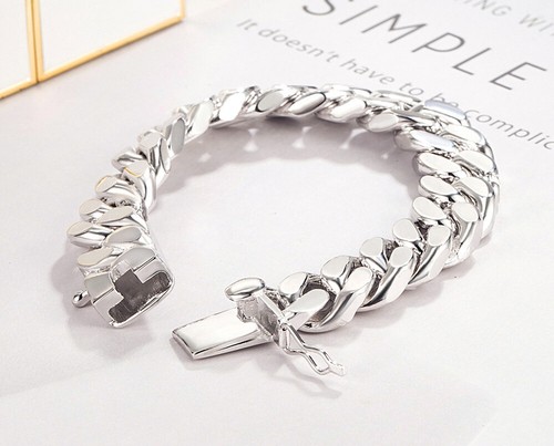 Real 925 Sterling Silver Cuban Link Chain Bracelet Thick Big for Men Boys Women - Picture 14 of 53