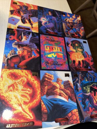 1994 FLEER Marvel Masterpieces Hildebrandt Brothers Promo 9 card Uncut Sheet - Picture 1 of 1