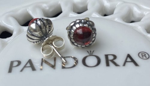 Original Pandora Granat Januar Geburtstag Blüte Ohrstecker #290543GA - Bild 7 von 10