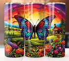 Watercolor Butterfly Tumbler 20 oz Skinny Cup Mug Lid Straw