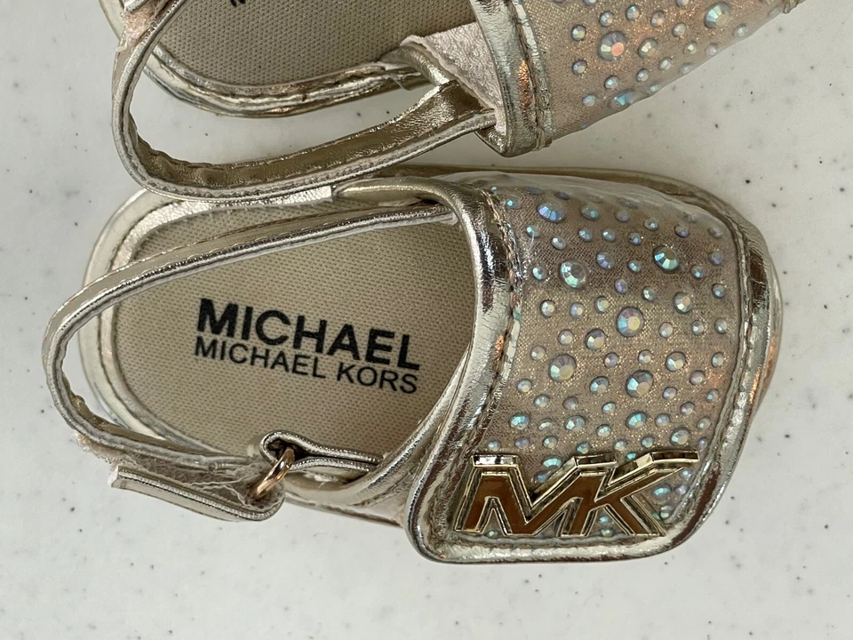Michael Kors Baby Gear Gold Bling Sandals Infant Size 1 Baby Eli Gemma - Image 3 of 4