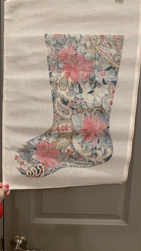 Alexa Needlepoint Designs Natale Poinsettia e Paisley Calza Tela - Foto 7 di 9