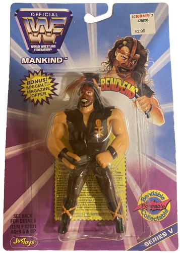 WWF Bend-Ems MOC Mankind Wrestling Action Figure S...
