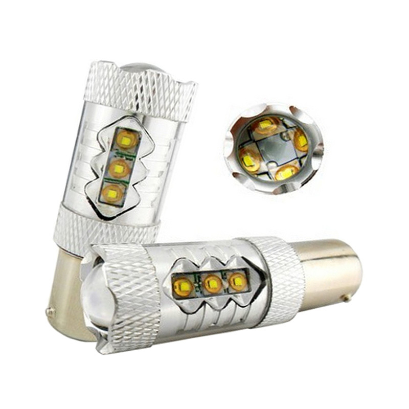 2 X 80W CREE LED 5000k WARM White 1156 S25 P21W BA15S Reverse Backup