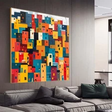 Pure Hand-painted Modern Decorative Painting Abstract Texture Oil Painting city