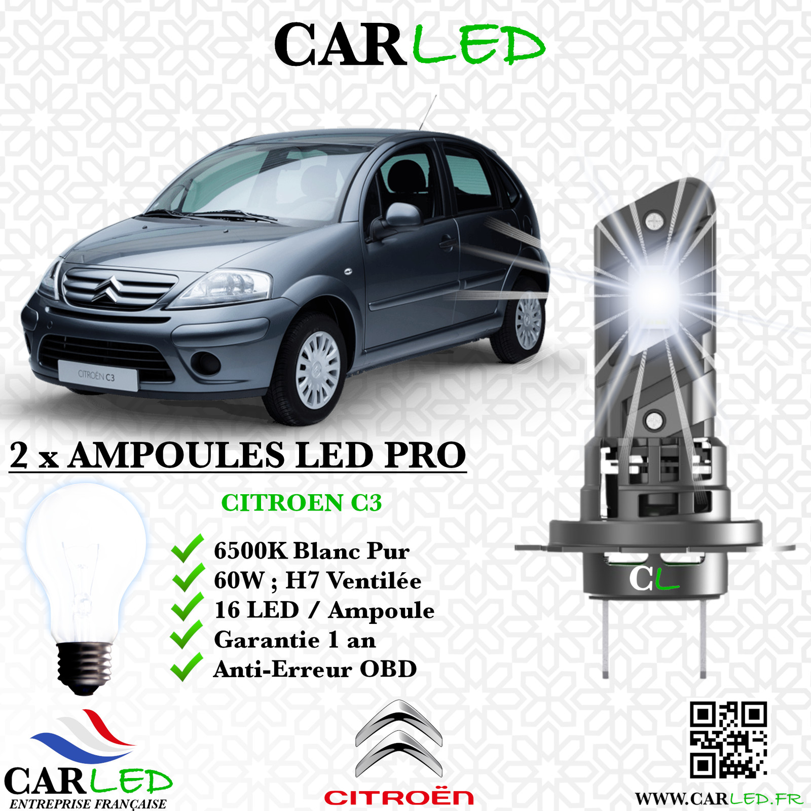 Kit ampoule LED Citroën C3 I haute luminosité pour sécuriser vos trajets de nuit