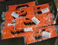  10 HALLOWEEN JACK-O-LANTERN ADULT FACE MASKS ADJUSTABLE FACTORY SEALED