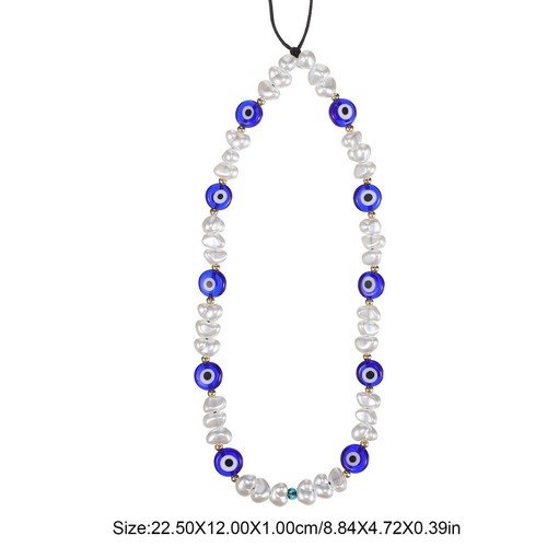 2PCS Mobile Phone Lanyards Pearl Evil Eye Beaded Phone Charm Wrist Strap - Photo 3 sur 12