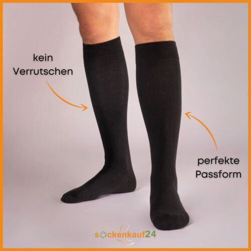 4 | 8 Paar Kniestrümpfe Herren Damen Schwarz Baumwolle mit Komfortbund ohne Naht - Bild 4 von 27