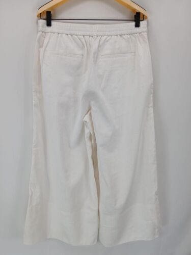 NWT Banana Republic White Wide Leg Linen Blend Pants Front Pleated Women’s Sz M - Picture 2 of 7