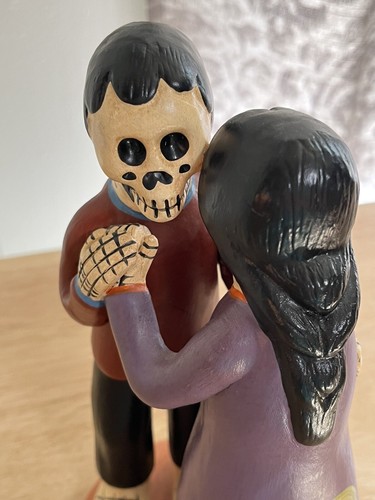 Beautiful Day Of The Dead Dancing Couple Peruvian Pottery Elidas Imports 9”. B8 - Picture 8 of 11