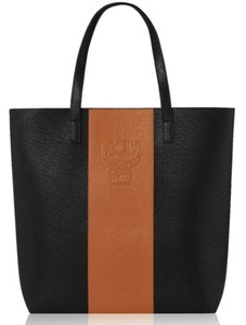black and brown leather tote