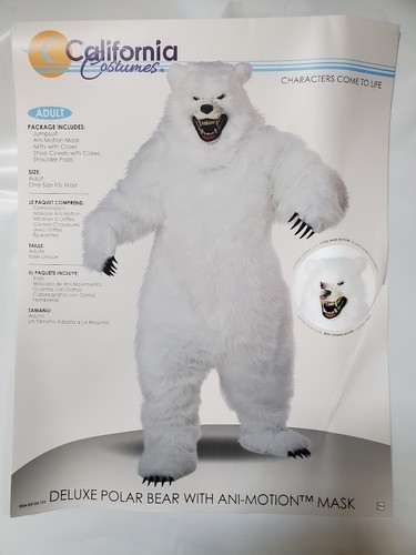 Calfornia Costumes Polar Bear Costume with Moveable Jaw Mask White One Size - Picture 6 of 8
