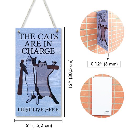CARISPIBET The cats are in charge | home decorative sign perfect for cat lovers - Picture 2 of 6