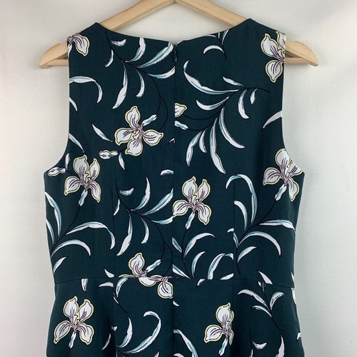 Vestido Ann Taylor Azul Marino Multi Floral Cuello Redondo Sin Mangas Cremallera Forrado Talla 10 NUEVO - Imagen 5 de 11