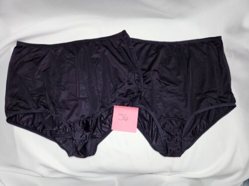 2 Black Vanity Fair Panties 8 46 Silky Satin Nylon Semi Sheer Granny 15-712 J6 - Picture 4 of 14