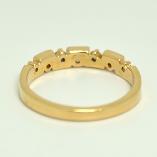 14k Yellow Gold Diamond & Sapphire Ring ( Size 6.5 / 2.25 Grams ) - Picture 4 of 8
