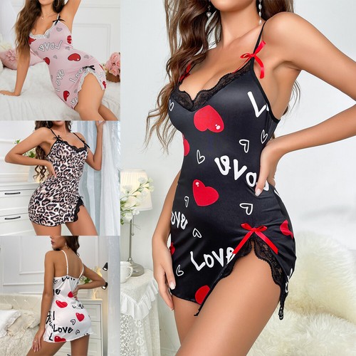 Womens Nightgown Sexy Lace Sleepwear V Neck Chemise Lingerie Babydoll Sleepshirt