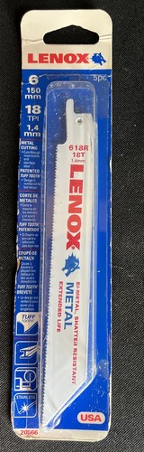LENOX Tools Bi-Metal Reciprocating Saw 6" Blade 18 TPI 1.4 mm Metal 5 Pack - 第 2/4 張圖片