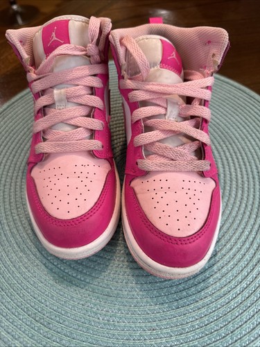 Girls Retro Jordan 1 Pink Barbie High top Sneaker Size 1Y