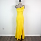 La Femme NWOT 28176 One-Shoulder Jersey Gown Yellow Size 2