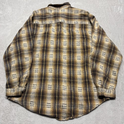 VTG Rusty Brand Shirt Flannel Mens Large 90s Surf Skate Grunge Brown Plaid Y2K - Picture 3 of 7