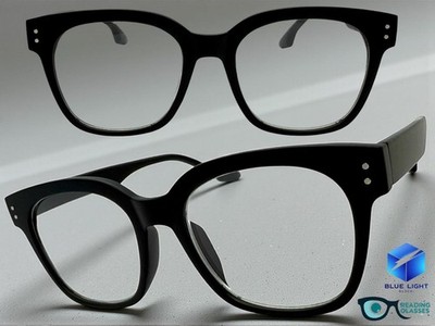 Oversized Classy Vintage Retro READING EYE GLASSES READERS Big Black Frame +2.25