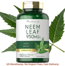 Neem Leaf 150 Powder Capsules  950 mg Azadirachta Indica  Non-GMO, Gluten Free