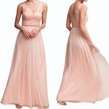 Anthro BHLDN Hitherto Samantha Dress Womens 12 Maxi Bridesmaid Formal Blush