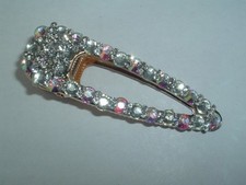 RHINESTONE GOLD TONE METAL HAIR CLIP BARRETTE UP DO HAIR ACCESSORY