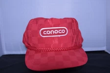 Vintage Style Red Sateen Check Conoco Adjustable Snap Back Cap