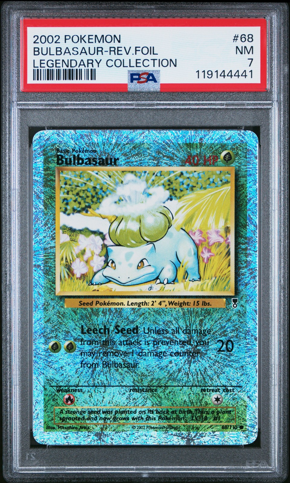 2002 POKEMON LEGENDARY COLLECTION #68 BULBASAUR-REVERSE FOIL PSA 7