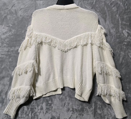 Cato Open Front Cardigan Womens 18/20W Ivory Fringe Sleeves Boho Cowgirl Western - Picture 4 of 7