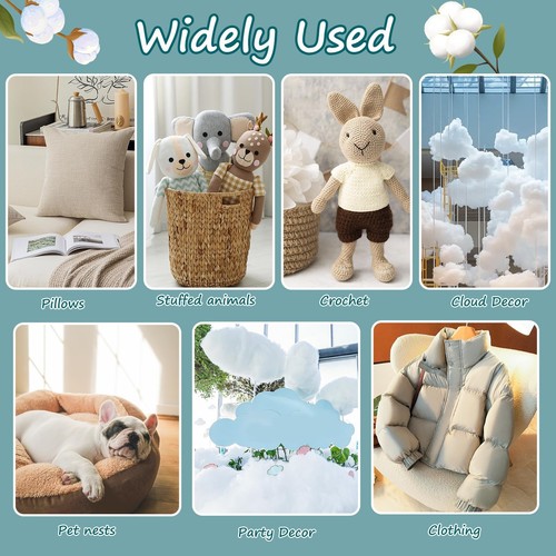 2.2LBS Pillow Stuffing - Soft Fiber Fill Stuffing for Stuffed Animals Plushie... - Picture 6 of 8