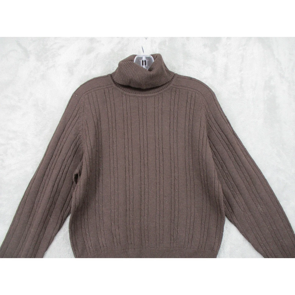 Suéter Vintage Liz Claiborne Mujer Pequeño Lana Merino Tejido con Cable Cuello Alto Foto 3 de 4